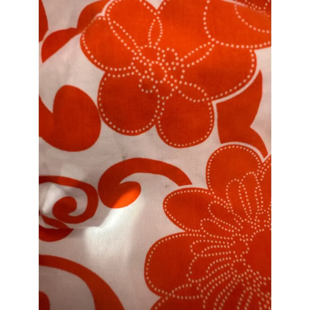 Saks Fifth Avenue Floral Canvas Shoulder Bag Orange Single Handle Retro 70s